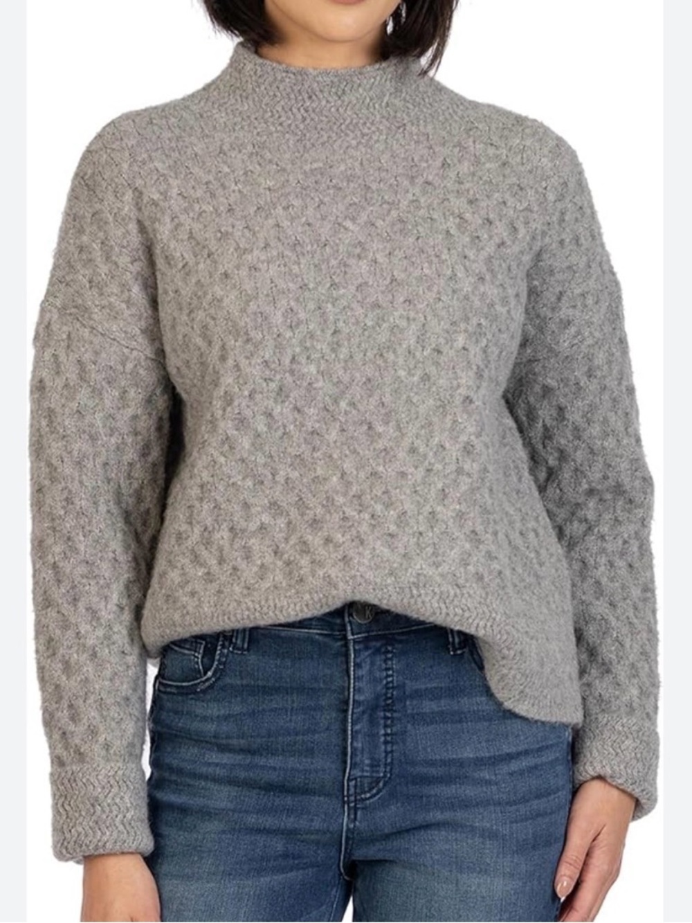 KUT FROM THE KLOTH ADAH GRAY KNUBBY KNIT MOCK NECK SWEATER SZ SMALL
